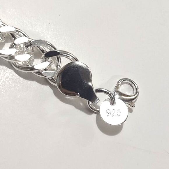 925 Sterling Silver Plated Necklace THICK 10mm Chain Valentines Birthday Gift